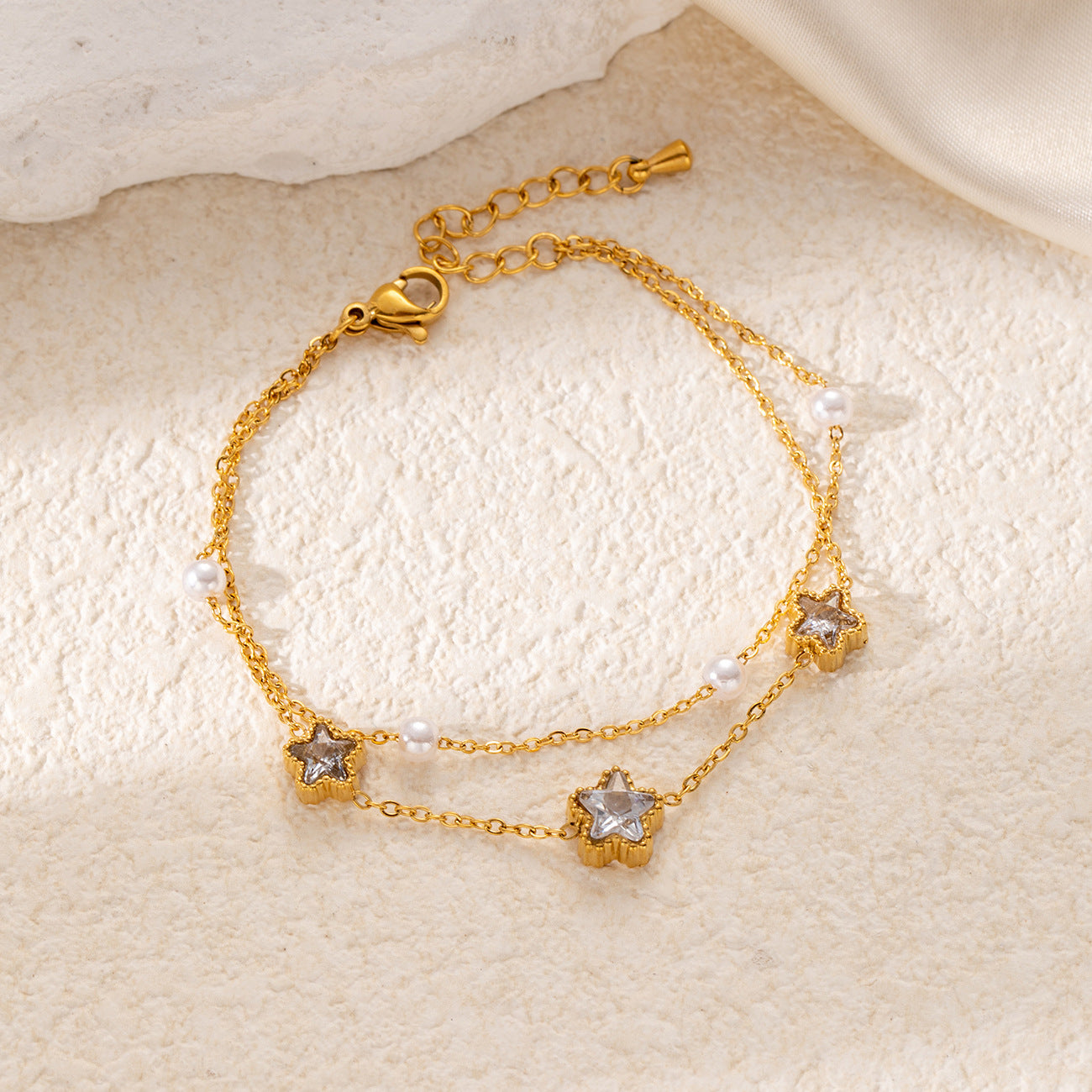 Wholesale Bracelet Summer Gold Retro Titanium Steel Bracelet High-grade Emerald Zircon